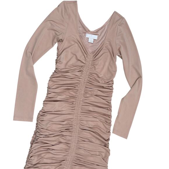 Rachel Parcell Ruched Bodycon Dress in Blush Beige - Picture 6 of 7